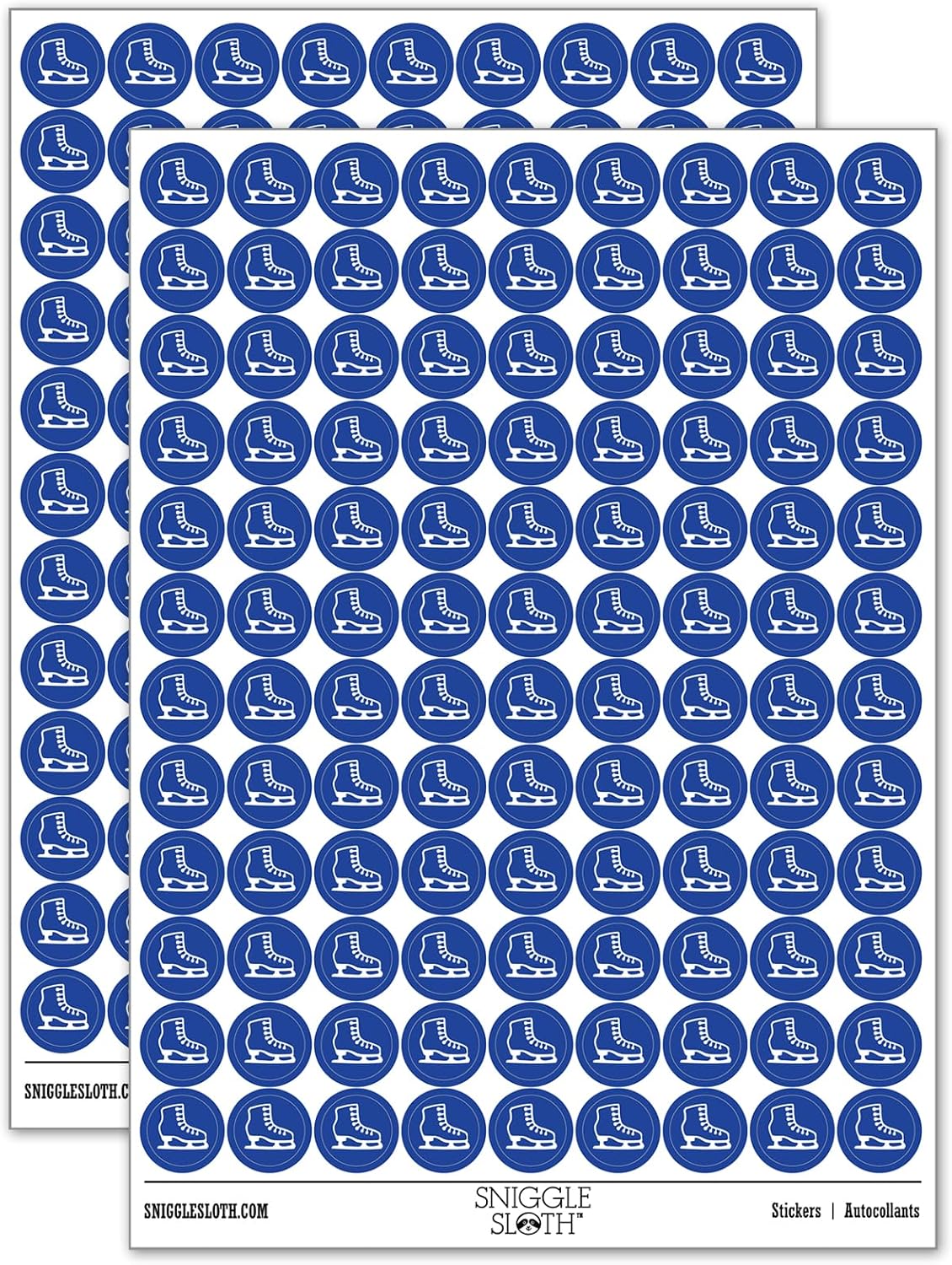 Ice Skating Figure Skates 200+ Round Stickers – Matte Finish – 0.50″ Size – Dark Blue