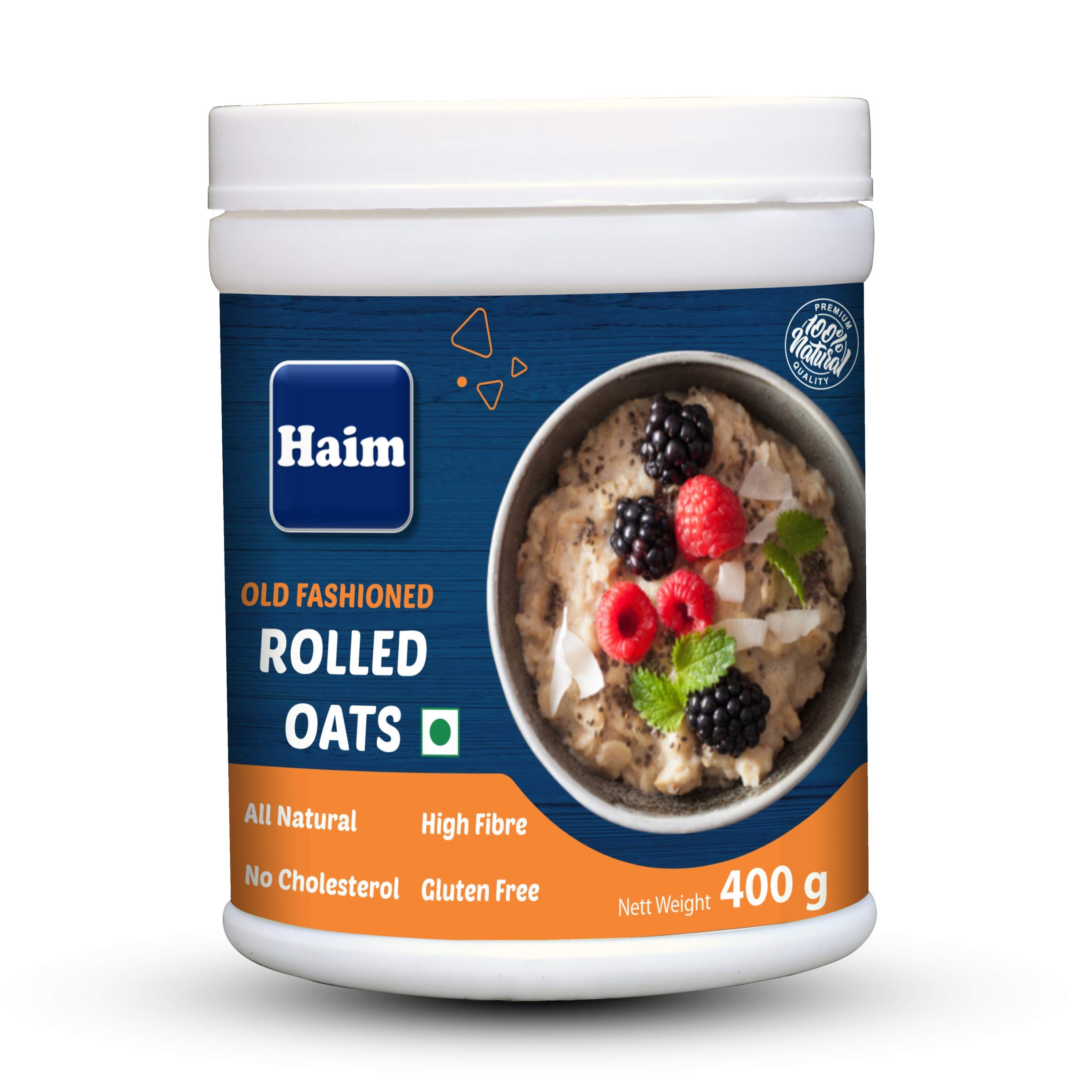 HAIM Old Fashioned Rolled Oats (100% Wholegrain, Gluten Free, Vegan, Non GMO) 400g Pack of 1