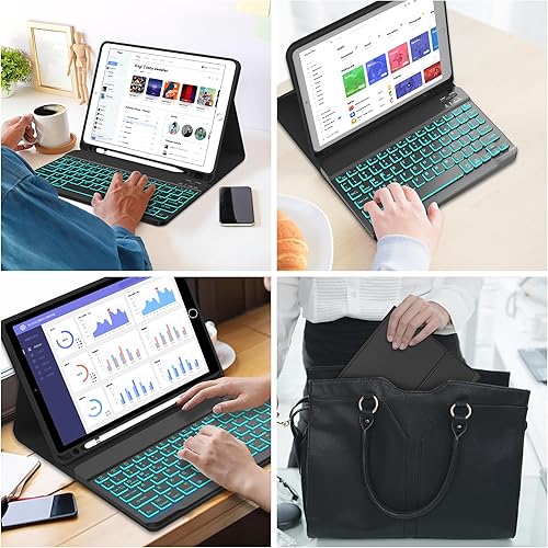 Miniatura 6 de Keyboard Case for iPad 9.7 inch 6th Gen 20185th Gen 2017Air 2AiriPad Pro 9.7, Magnetic Detachable Bluetooth Keyboard  7 Color RGB Backlight  Slim