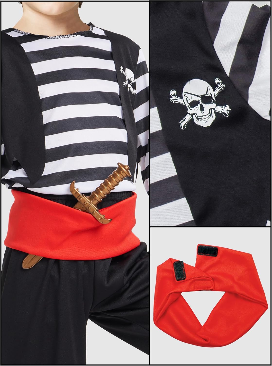 IKALI Pirate Costume for Kids Boys,Toddler Pirate Role Play Dress Up with Bandana, Cutlass, Hat 3-10 Years - Image 4