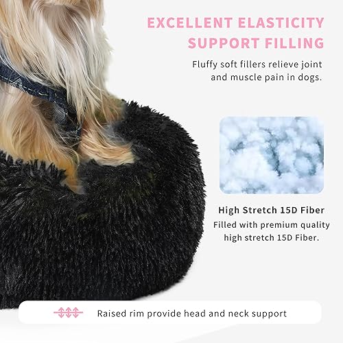 Miniatura 8 de Cama para perros pequeños, cama mullida para cachorros, lavable, dona, antideslizante, 15 pulgadas