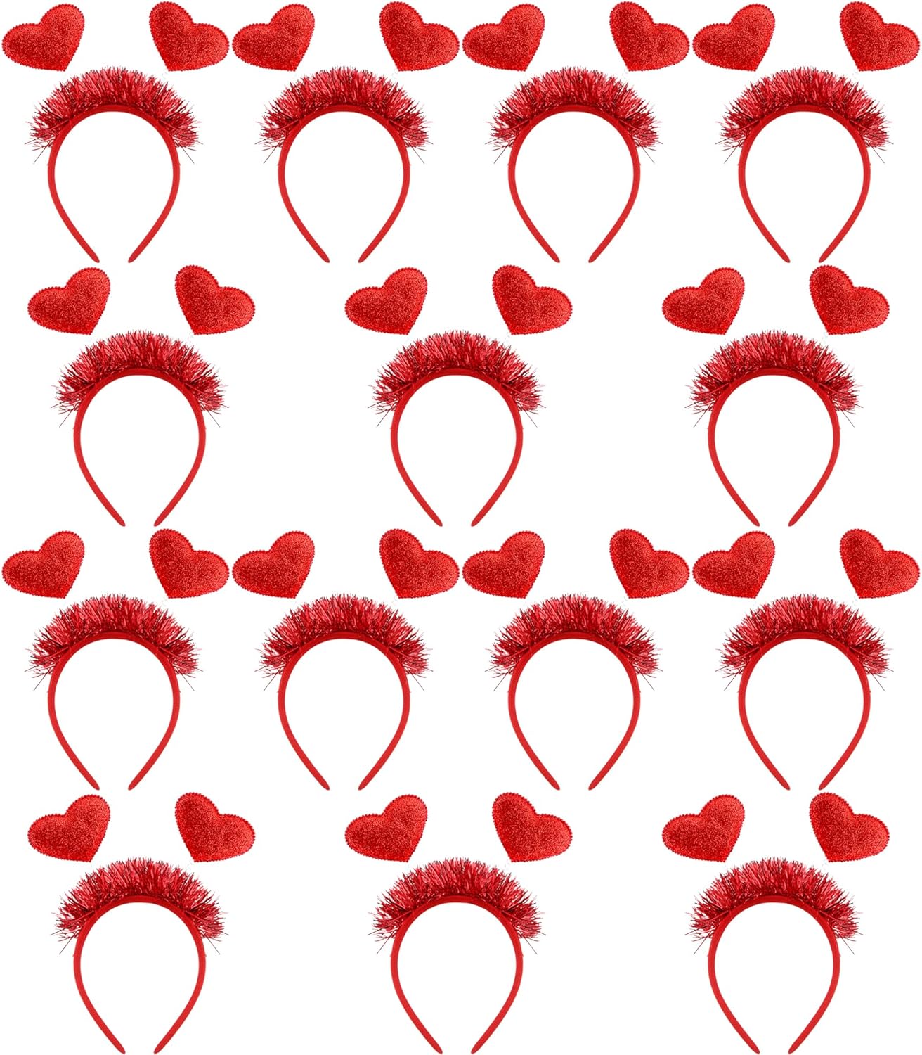 14 Pcs Valentines Headbands Red Heart Headband Glitter Sequin Head Bopper Hair Accessories for Valentine Day Party Supplies