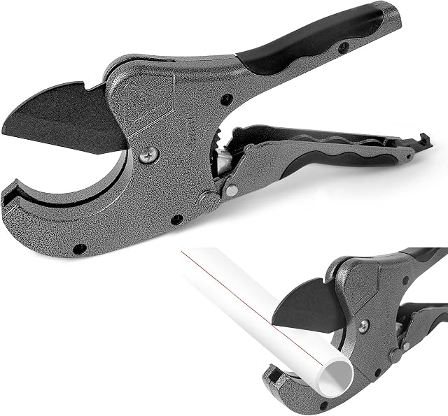 AZKEEGREY Plastic Pipe Cutter 64mm, Heavy Duty Ratchet PVC Pipe Cutter, Plastic Pipe Shear for PPR PEX PVC Plastic Hoses Plumbing Pipe(Up to 20-64mm)