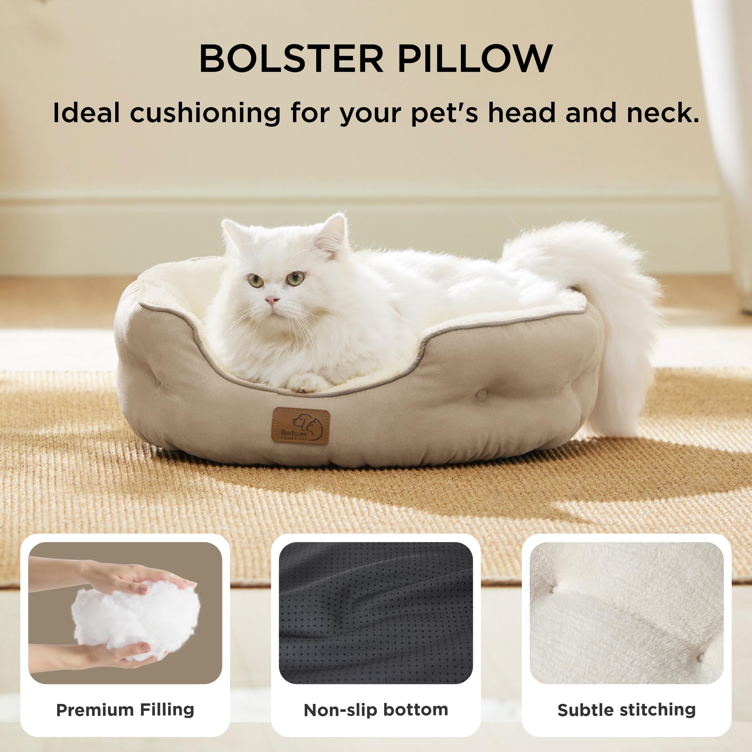 Bedsure Letto per Cani Piccoli Lavabile - Letti Grandi per Gatti da Interno e Cuccioli, Letto Rotondo per Cani di Media Taglia con Fondo Antiscivolo