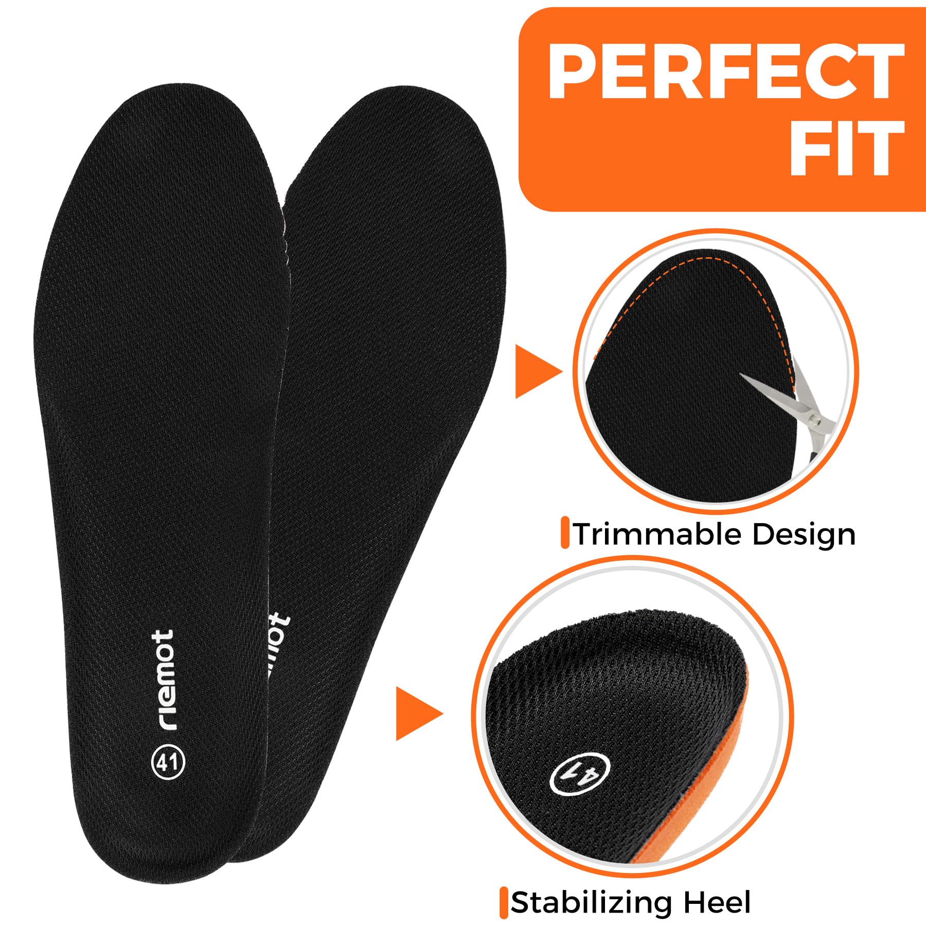 riemot Memory Foam inlegzolen voor dames en heren - zachte schoeninlegzolen voor schoenen, sneakers, laarzen - voor sport, vrije tijd en dagelijks gebruik - maat 36-47, 40 EU