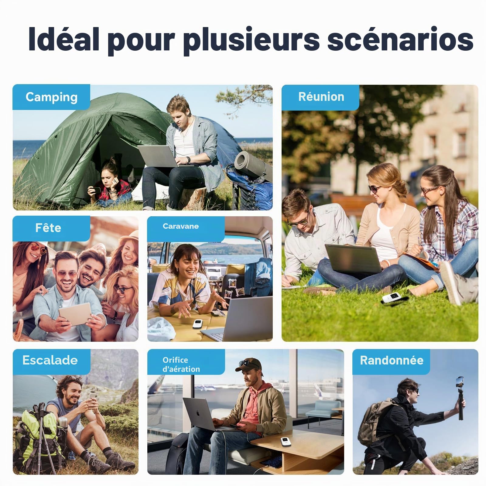Routeur Wi-Fi mobile 4G (téléchargement 300 Mbit/s / 50 Mbit/s upload), hotspot Wi-Fi portable 2100 mAh compatible avec toutes les cartes SIM européennes, connecter jusqu'à 10 appareils
