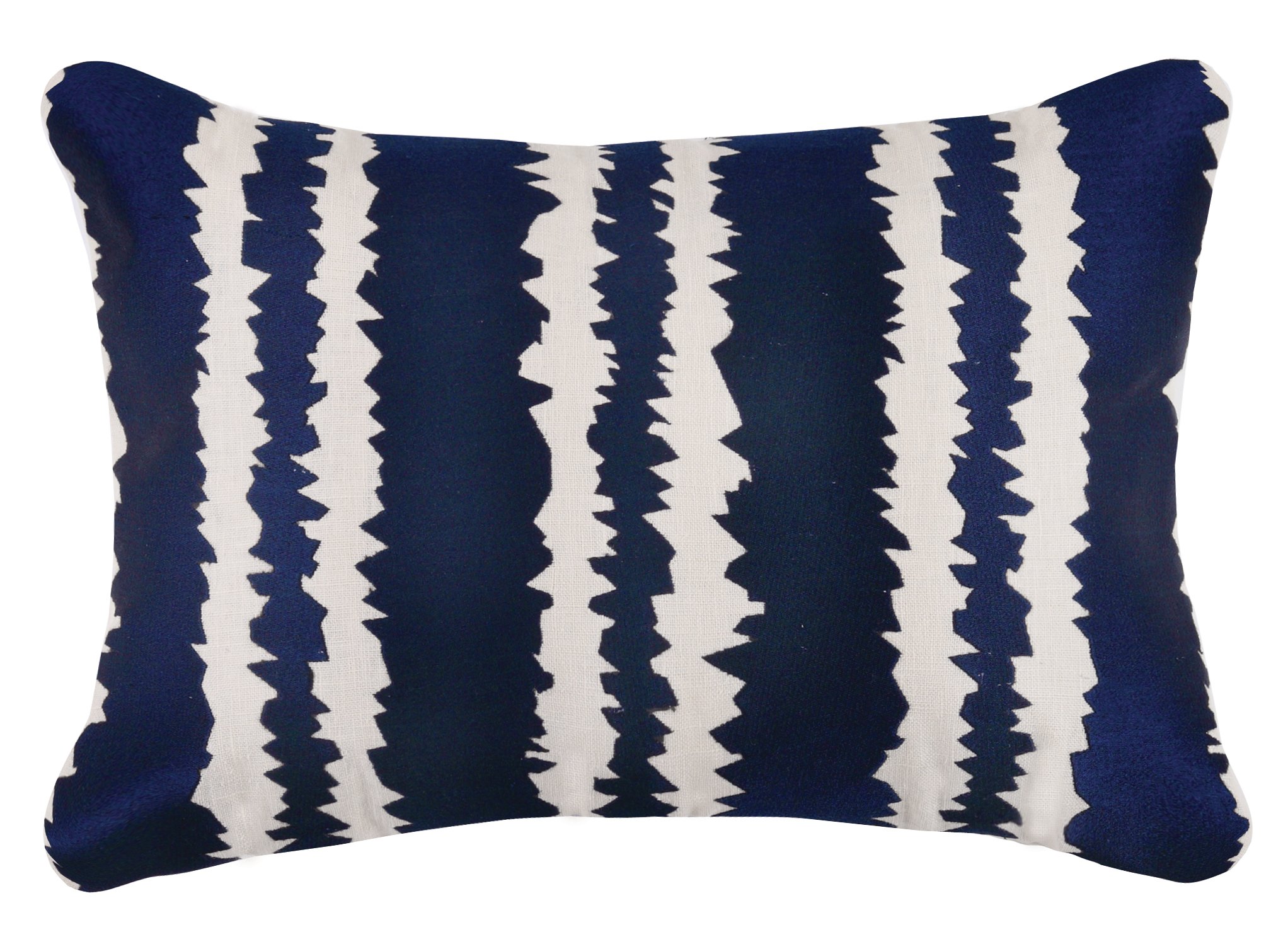 D.L Rhein Santorini Embroidered Linen pillow, 14x20 Inch , Indigo