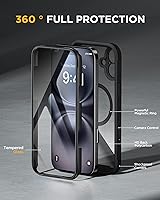 Vista 867 de Miracase Funda magnética para iPhone 14 de 6.1 pulgadas, protector de pantalla de vidrio templado integrado + protector de lente, compatible