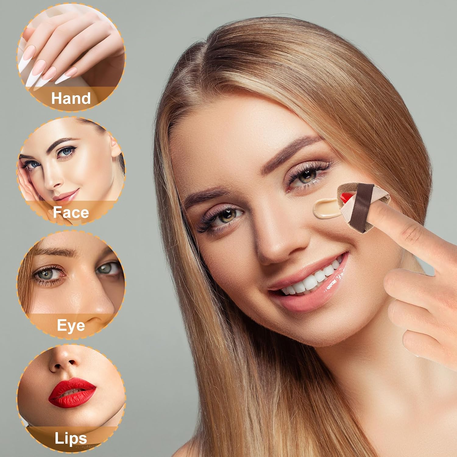 10pcs Triangle Finger Powder Puff, Portable Mini Face Makeup Pads, Velour Cosmetic Sponge Tool for Blending Loose Powder Foundation Concealer- Brown