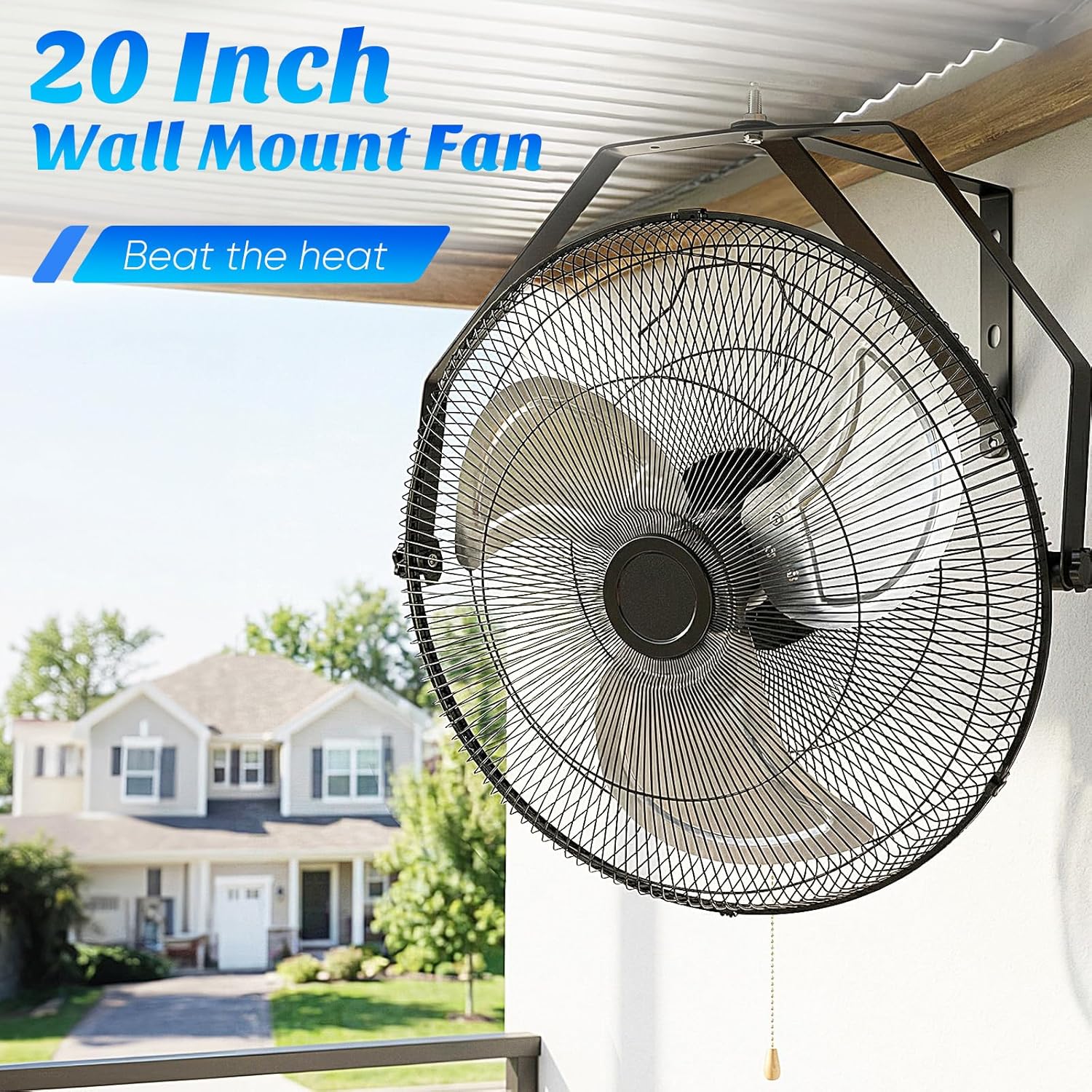OLIXIS 20 Inch Wall Mount Fan, 3400 CFM, 3-Speed High Velocity Fan, Vertical & Horizontal Adjustable Tilt for Industrial, Commercial, Warehouse, Greenhouse, Black