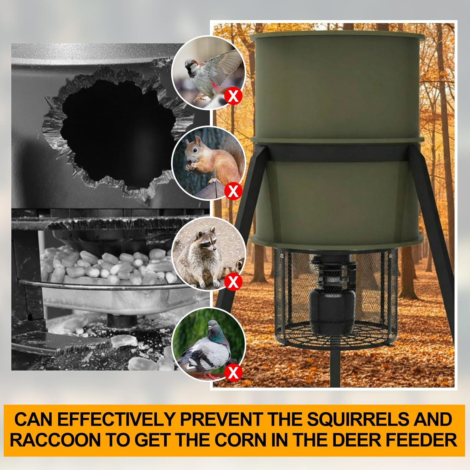 2 Pack Deer Feeder Varmint Guard Cage 11.8" x 11.8" x 12.2", Heavy Duty Steel Animal Guard, Raccoon Squirrel Bird Proof, All Weather Rust Resistant for Hunting Keeping Animal Away from