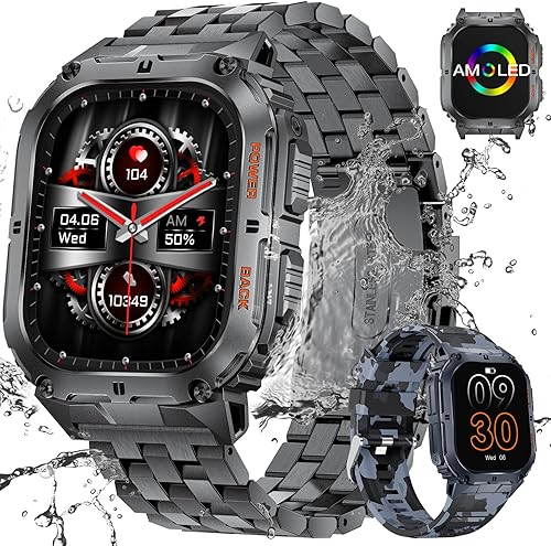 Miniatura 1 de Reloj inteligente militar para hombre (textollamada), pantalla AMOLED grande de 1.95 pulgadas, rastreador de actividad física IP68100+ modos