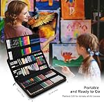 Kalour 154PCS Fournitures d'art - Croquis & Kit de dessin avec carnet de croquis, Livre Tutoriel, Papier à colorier - Graphite,Couleur, Charbon, Aquarelle & Crayons métalliques - Outils de dessin pour artistes et débutants