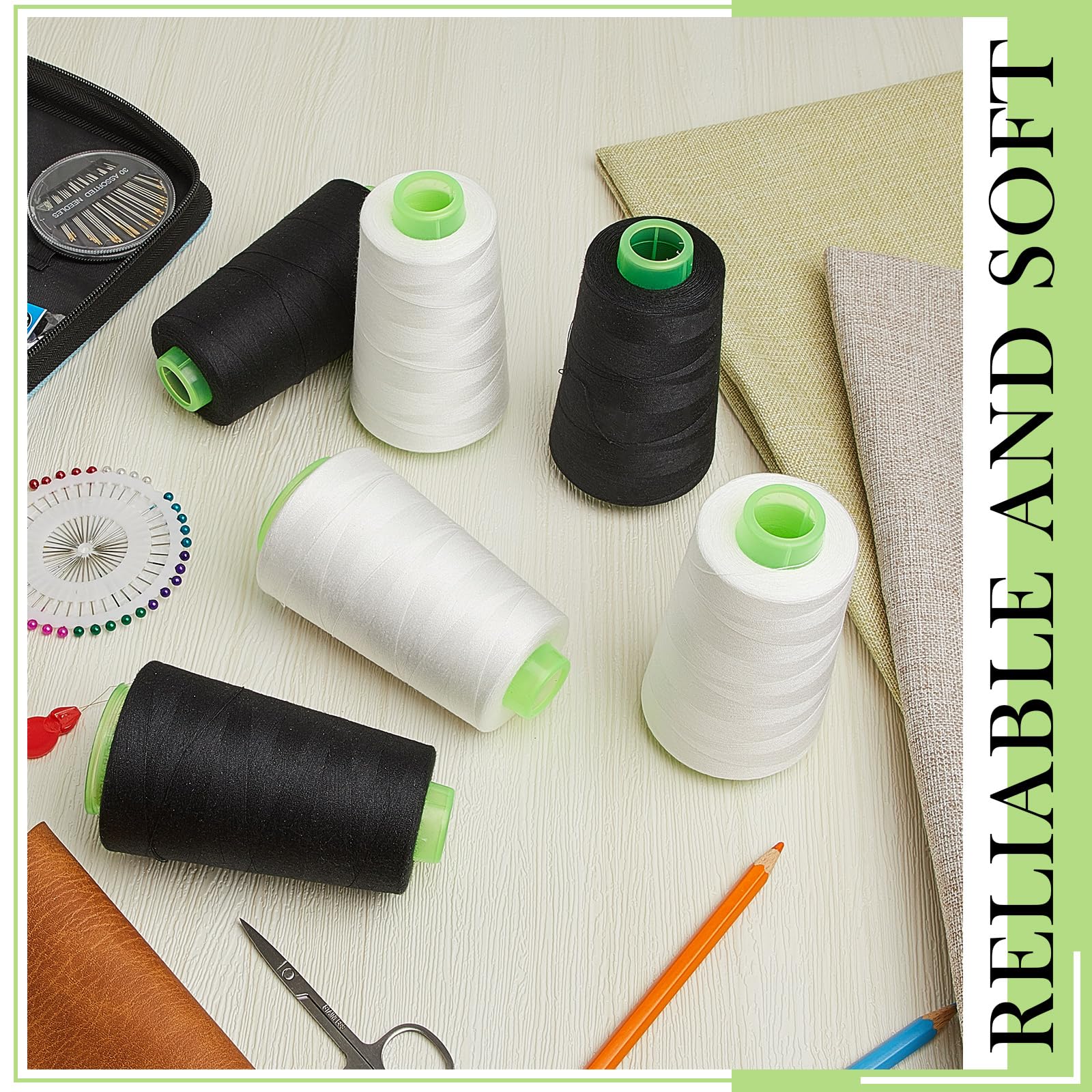 Timgle 12 conos de hilo de poliéster 40S/2 3000 yardas cada uno de hilo de serger conos de hilo de coser hilo de coser hilo de coser multiusos carretes de hilo de coser para overlock acolchado piezas