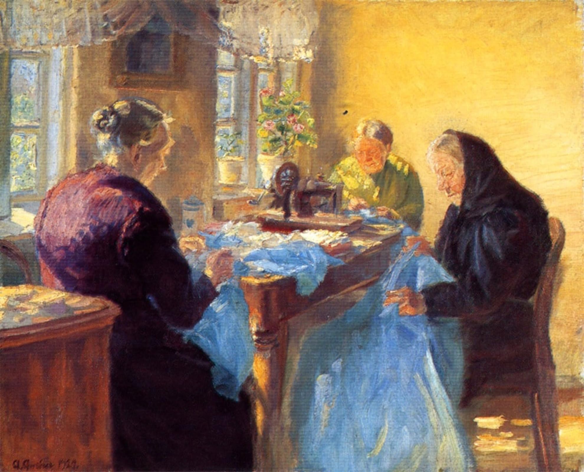 SERENDIPITP Abstract Painting Mural Print Picture Wall Decor Painting Tre vecchie sarte Anna Ancher Vintage Wall Artwork for Home Decor 60x90cm