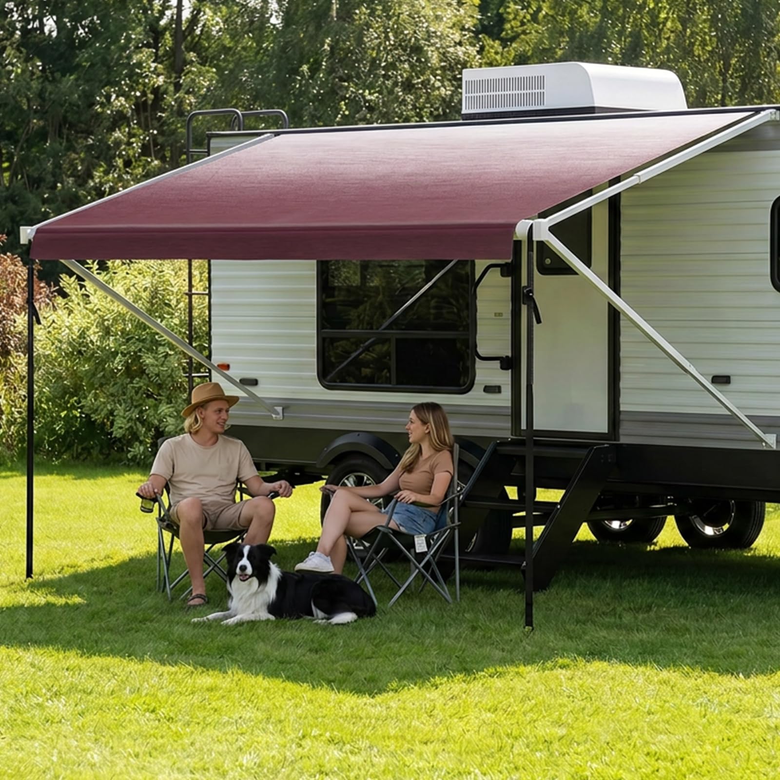 Fonzier RV Awning Fabric Burgundy Fade