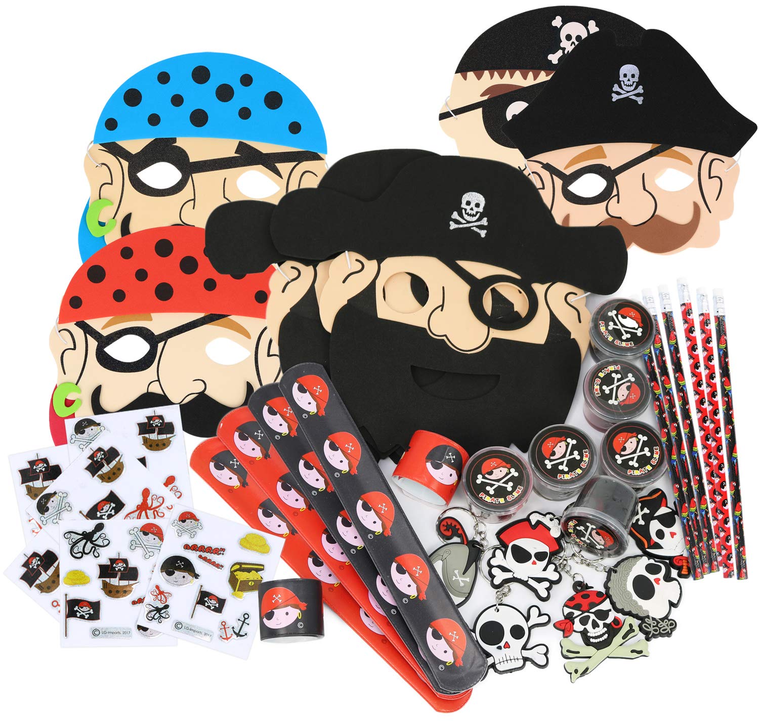Kit 37 Pièces Goodies Pirate Pour Anniversaire Enfants - Cache-œil, Bracelets, Pièces, Télescope… (pour 6 Enfants)