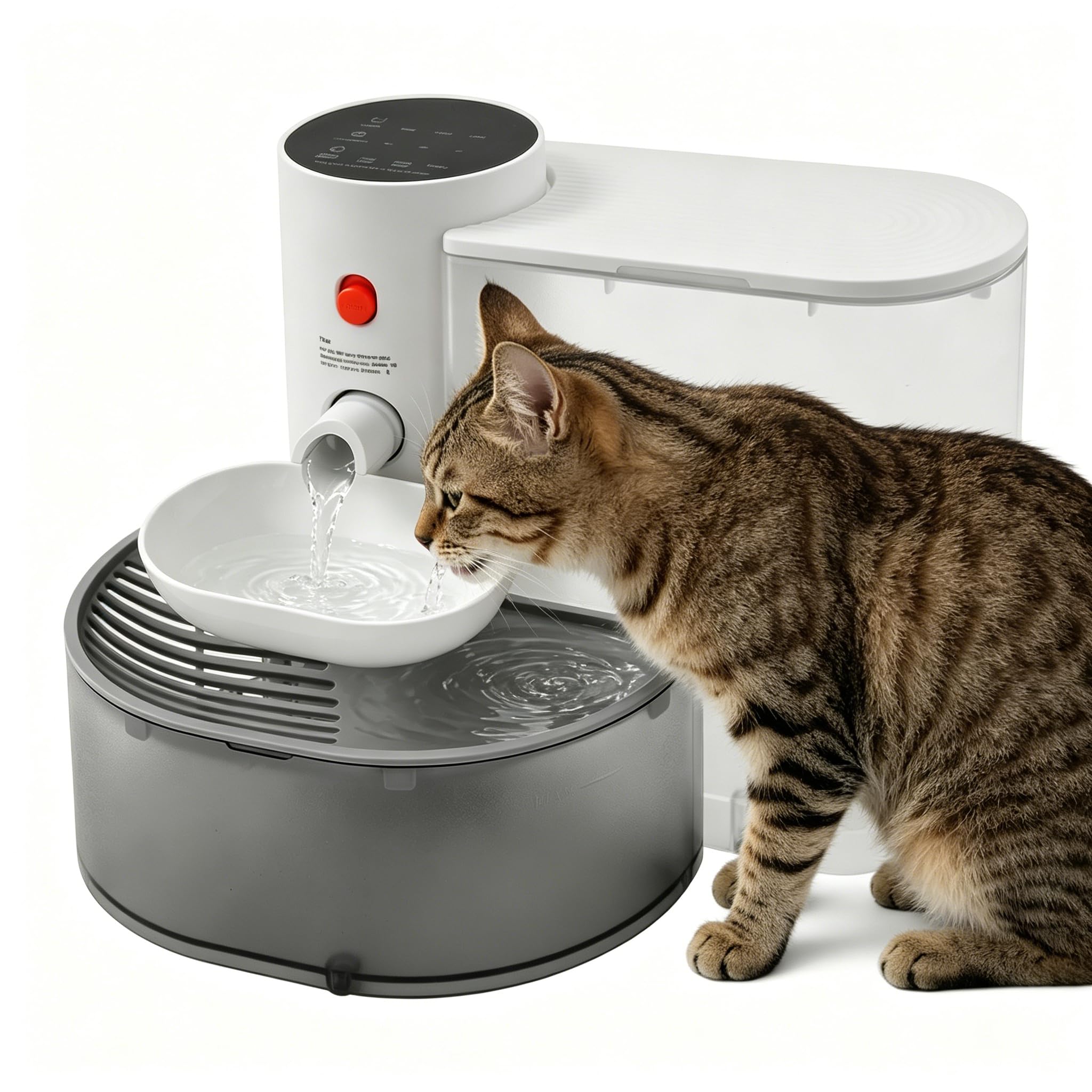 Fuente para gatos de 3 L, fuente inteligente para gatos, fuente para gatos con depósito de agua fresca y de aguas residuales, fuente para beber para gatos con excelente duración de la batería