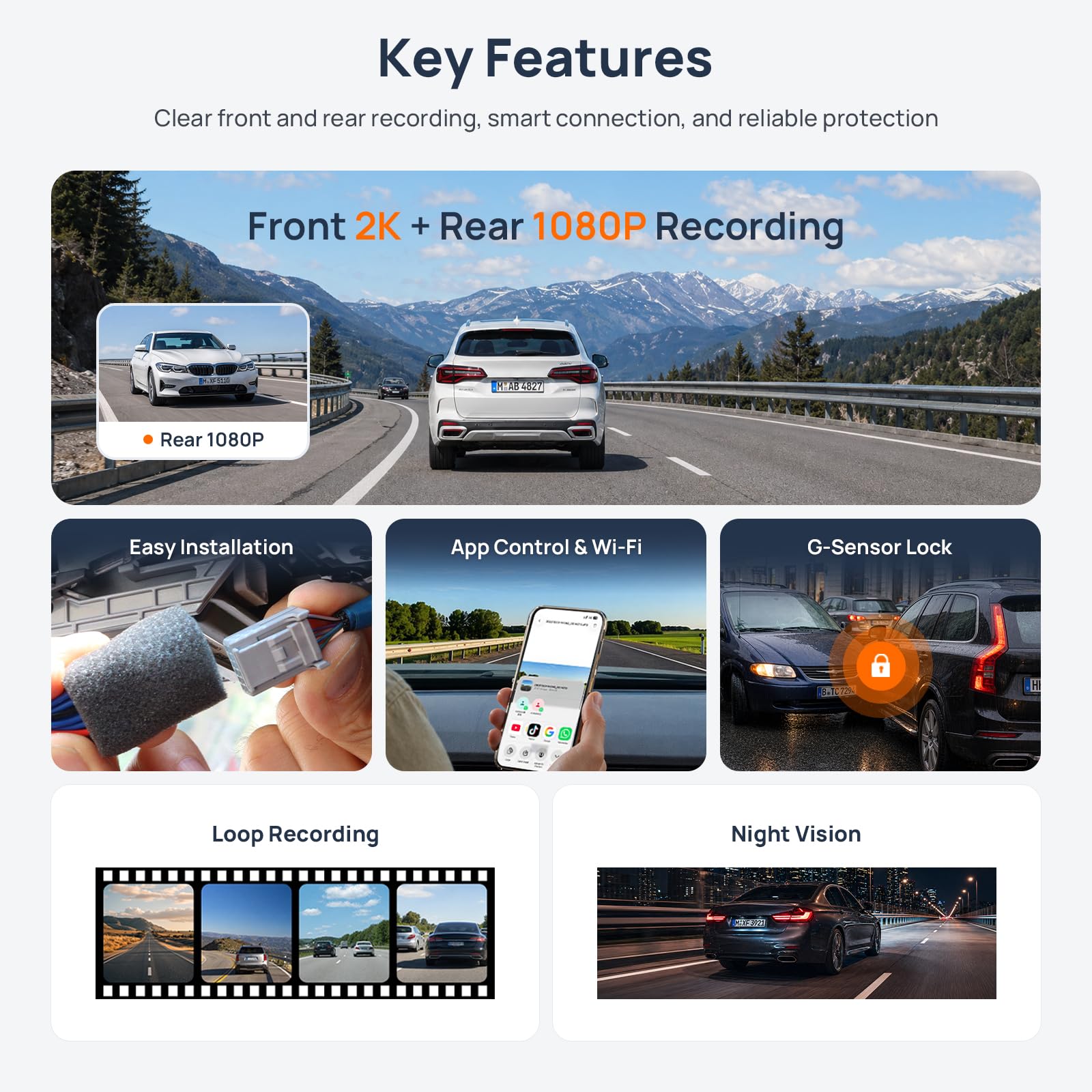 2K QHD + 1080P ukryta kamera samochodowa do BYD Seal 06 DM-i Wagon 2024-2026, przód i tył, Wi-Fi i aplikacja, G-Sensor, nagrywanie w pętli, karta 64 GB