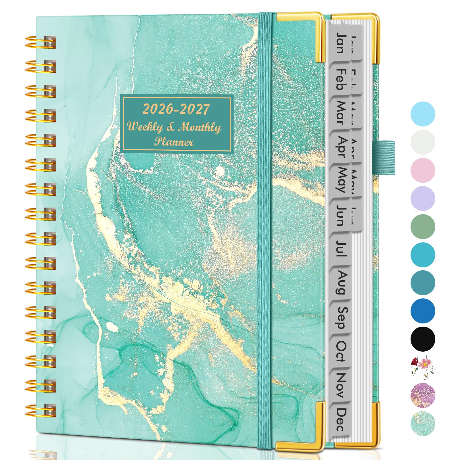 A5 18 Monate Wochen- und Monatsplaner 2026-2027, Januar 2026 - Juni 2027, Hardcover Tagesplaner, Wochen- und Monatsplaner, Terminplaner mit Register, Spiralkalender, Planer für Büro, Arbeit, Schule