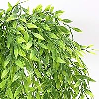 Vista 5 de PASYOU Sauce artificial, plantas de plástico, hojas verdes, hiedra falsa para colgar, para el hogar, interior, exterior, jardín, puerta, pared