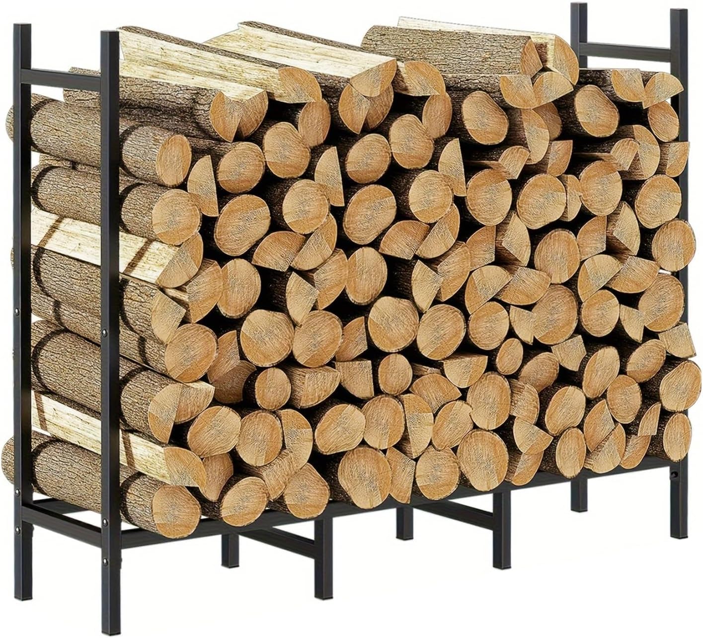 Estantería Leña 122cm Metálica Pesada con 8 Patas, Interior y Exterior | Metal Estable y Antióxido. Para Jardín, Terraza o Garaje. Organiza la Leña. También para Exteriores