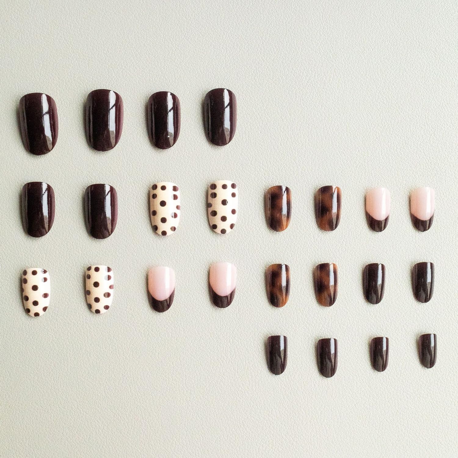 Fall Leopard Print Press On Nails Short Almond Fake Nails French False Nails With Brown Polka Dot Designs Acrylic Nail Press Ons Full Cover Stick On Nail Glossy Glue On Nail For Wimen 24Pcs