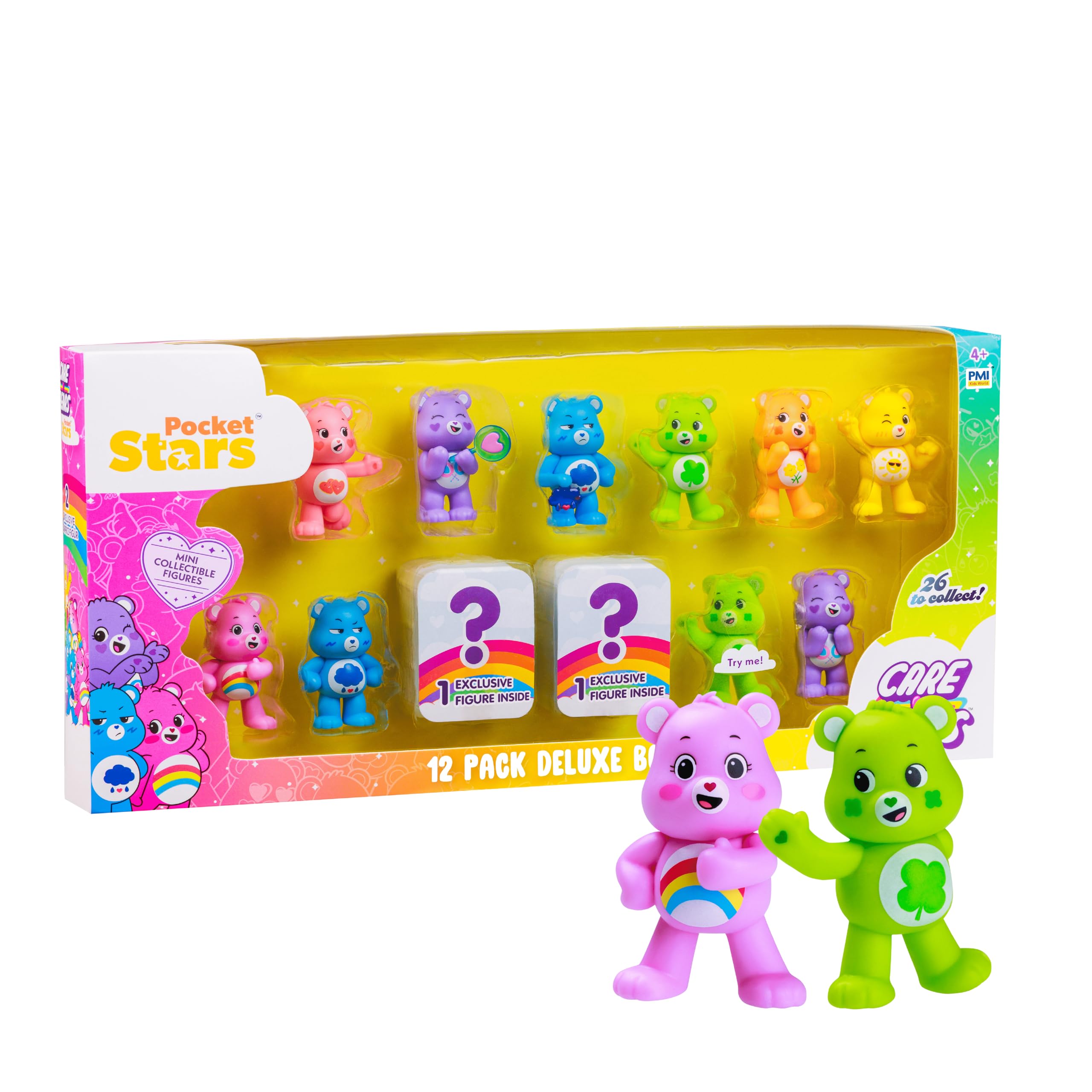 Photo 1 of Care Bears Mini Collectible Figures | 12 Pack Deluxe Box | 12 Surprise Mini Figures with 2 Rare Hidden | Official Bears Collectibles by PMI Kids World | Assortment A to C (Assortment A)