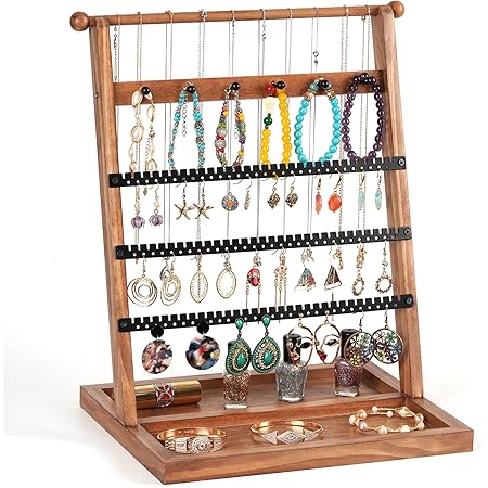 2er Set Schmuckständer Aus Holz - T-Form Aufbewahrung Für Ketten, Armbänder & Ohrringe