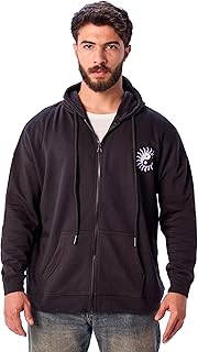 ريفين سويت شيرت بغطاء للرأس وسوستة وقصة عادية مطبوع للنساء، لون اسود