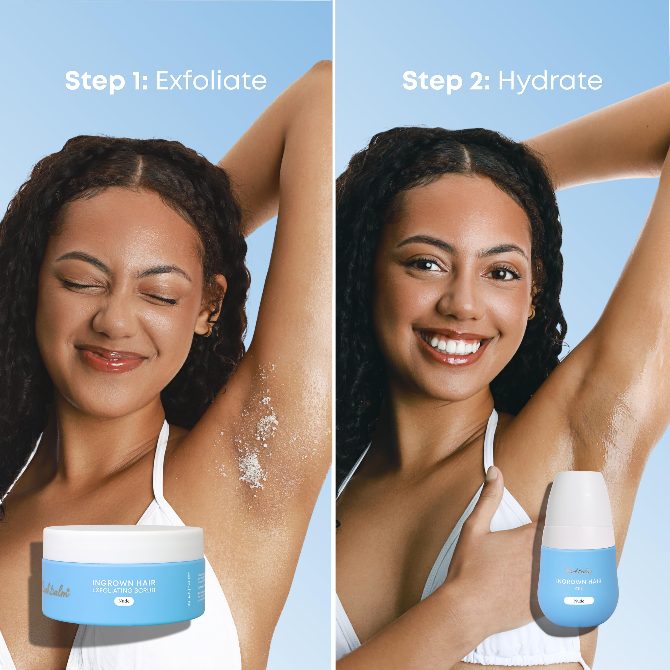 Bushbalm Peeling do wrastających włosów, peeling cukrowy przed goleniem do wrastających włosów, podrażnienia golenia i suchej skóry, zmiękcza i koi wrażliwą skórę, kolor gniazda, 230 ml
