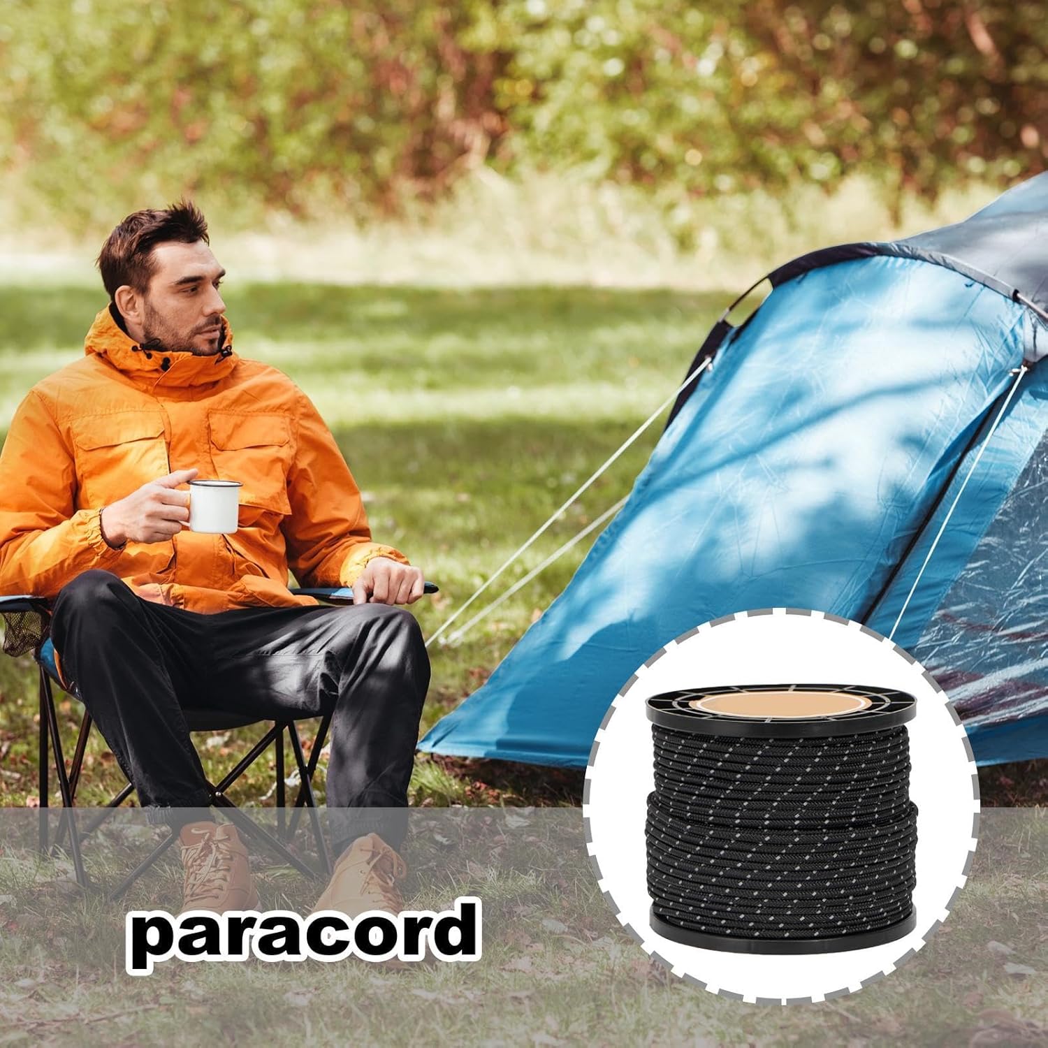 Reflective Tent Rope, 164 Ft Guyline Rope, 4mm Outdoor Gear Cable Ideal for Tent Tarp, Canopy Shelters, Camping, Hiking, Backpacking, & High Visibility for Adventures 4 81eHHzyAIkL. AC SL1500