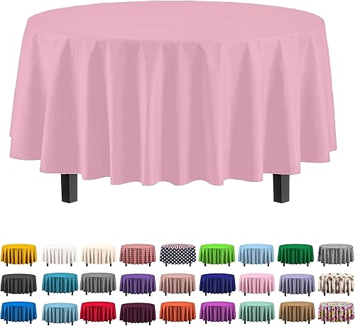 Miniatura 17 de Party Solids Paquete de 4 manteles de plástico color cereza, 54 x 108 pulgadas, mantel desechable para fiestas y pícnics Cereza,Puntos negros y