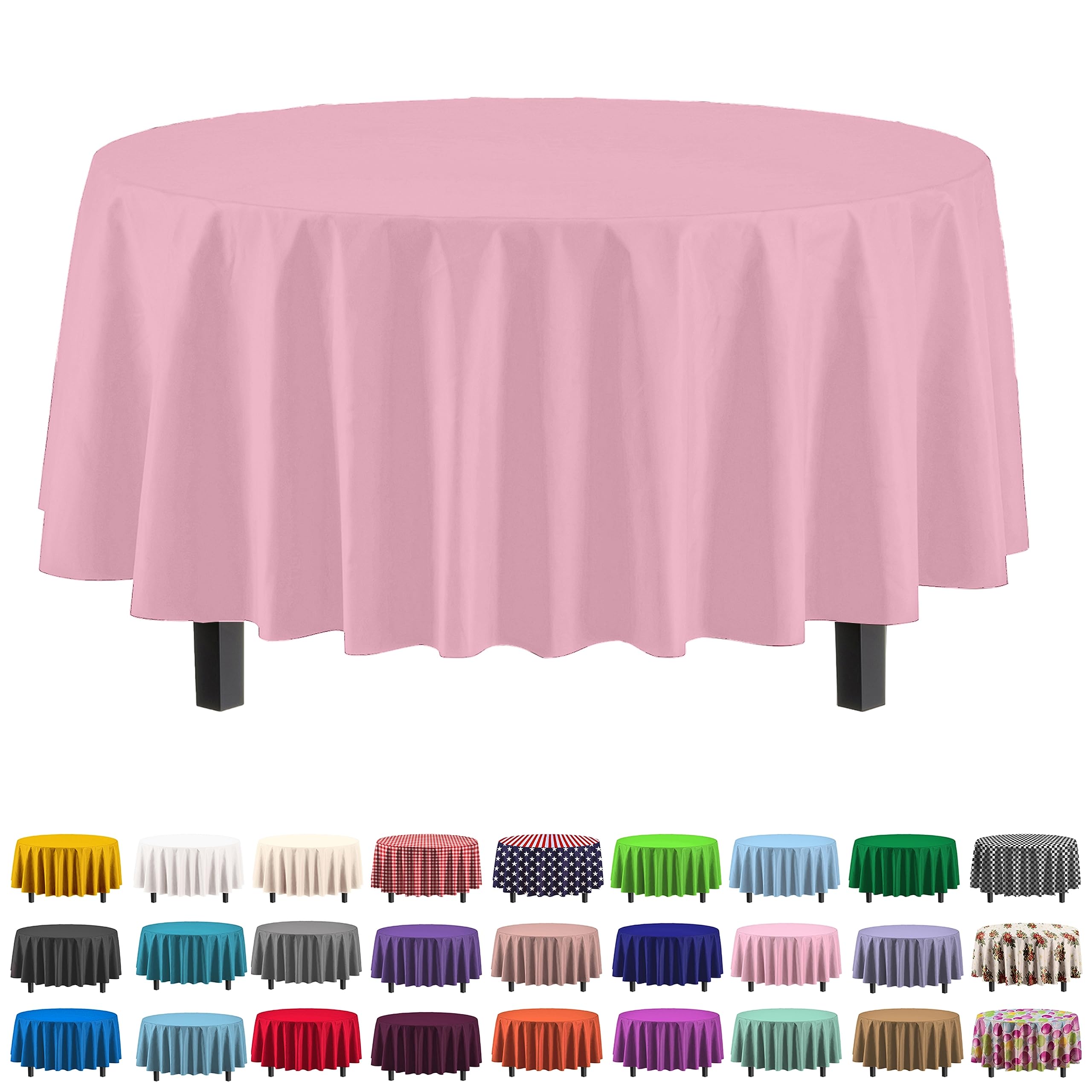 Nappe jetable rose nettoyage facile lot de 12 plastique ronde anti tache 213