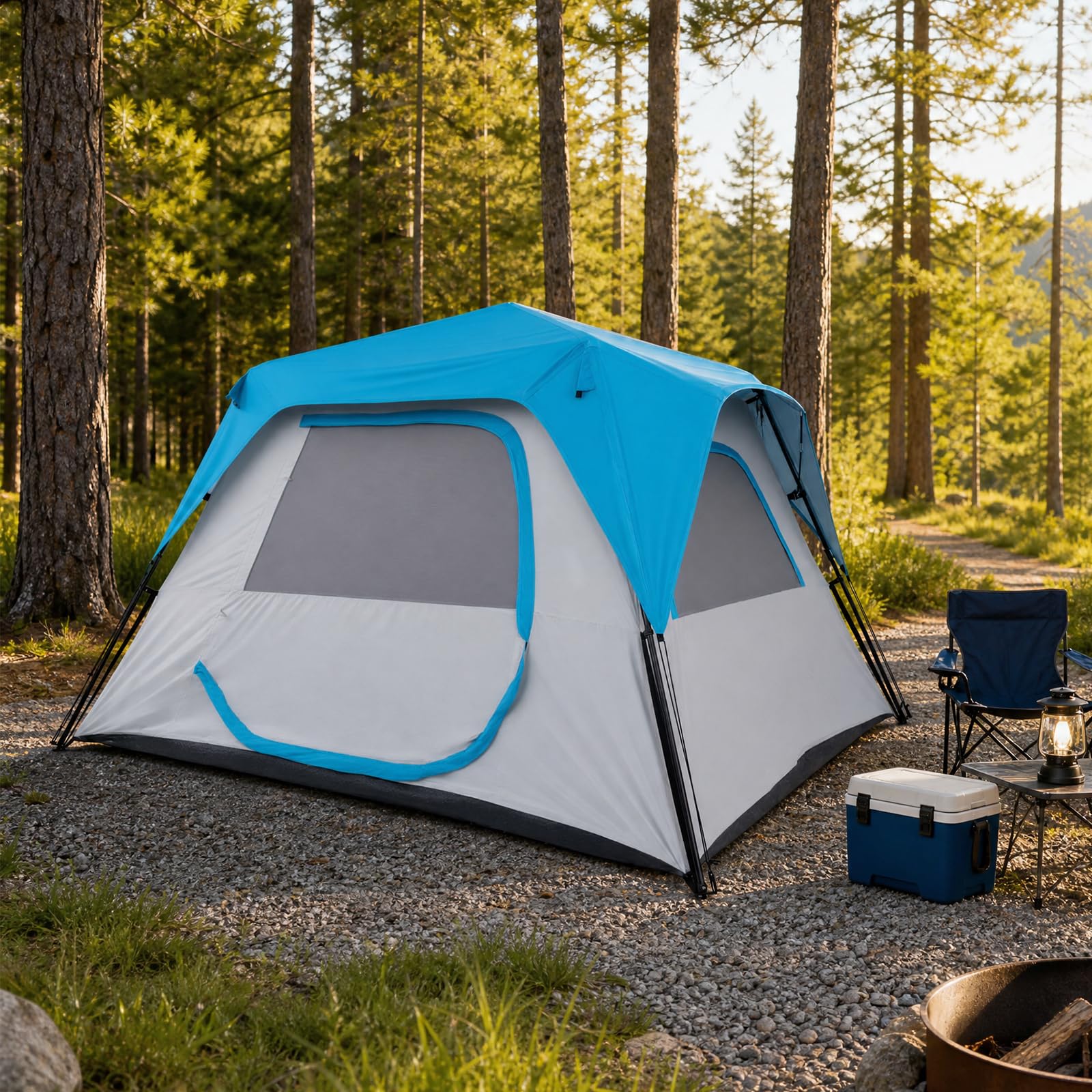 COSTWAY Tenda Pop-up con Tettoia Rimovibile per 5-6 Persone