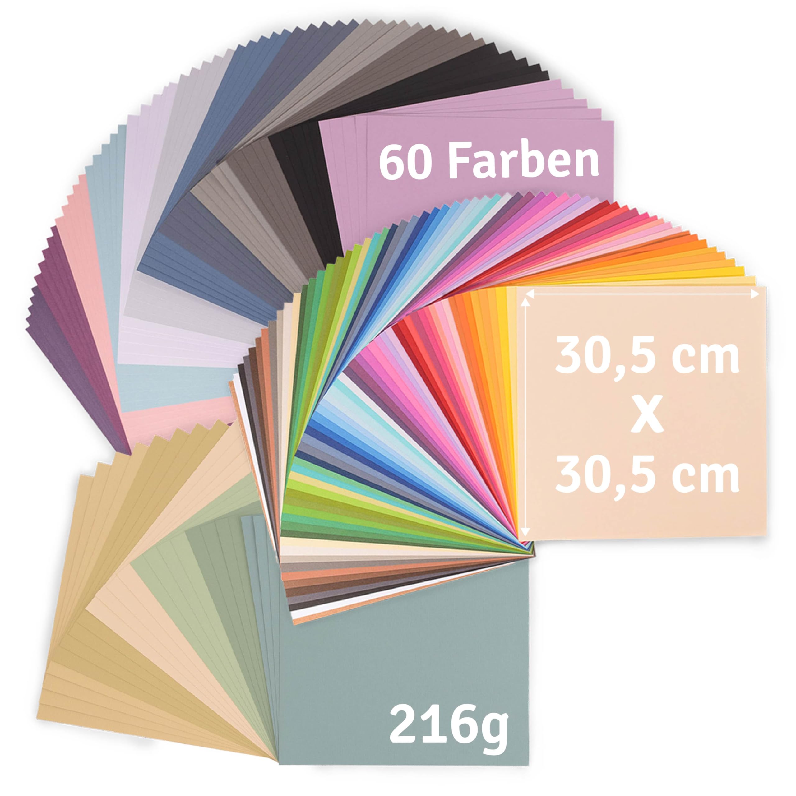 Florence Papier Cartonné 144 Feuilles de 30,5 x 30,5 cm – 3 Multipacks – Extra Grand Lot de Papier Scrapbooking pour Loisirs Créatifs, Faire-Part de Mariage, Dessin et Découpes – Lisse et Texturé