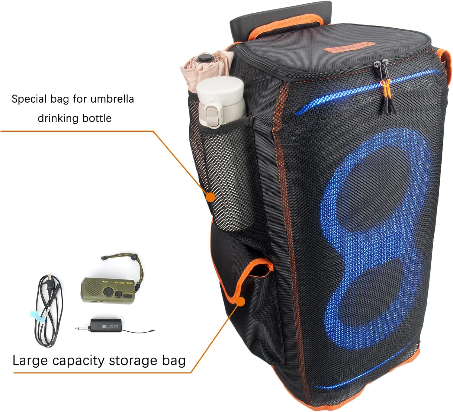 Protective Cover for PartyBox Stage 320 Speaker Double-Layer Shield, Scratch-Resistant, Dust proof Shell, Custom Fit Speaker Jacket, Breathable Mesh Sleeve, w/4 Storage Pockets (partybox 320) - Image 5