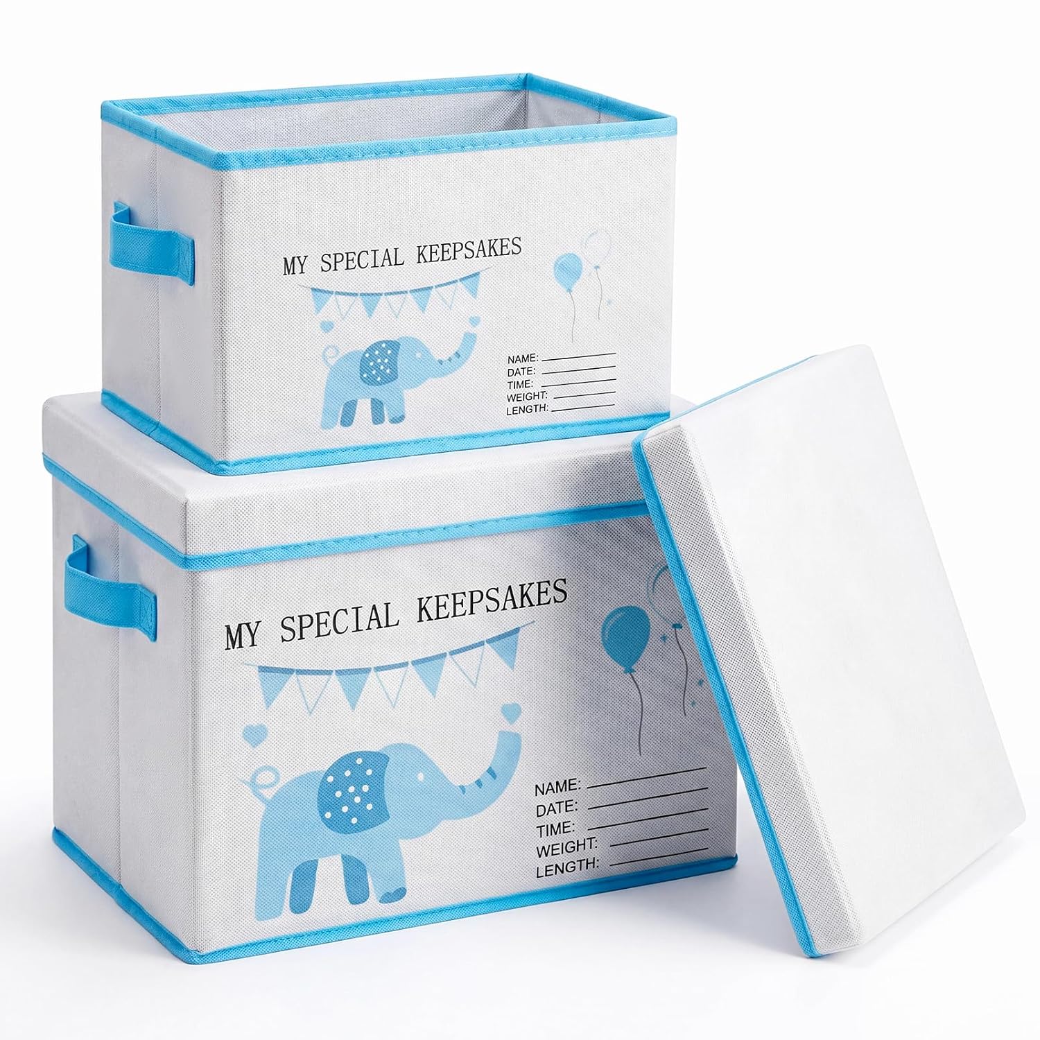LemonRoad Baby Memories Keepsake Box with Lid 12.6/8.66 Inch Baby Shower Elephant First Keepsake Box New Parent Newborn Baptismal Birthday Gift for Mementos Travel Loved Ones Treasured Keepsakes