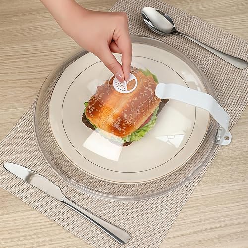 Miniatura 5 de WENWELL - Cubierta antisalpicaduras para microondas para alimentos de 12 pulgadas, gran tapa transparente para microondas con asa, cubierta para