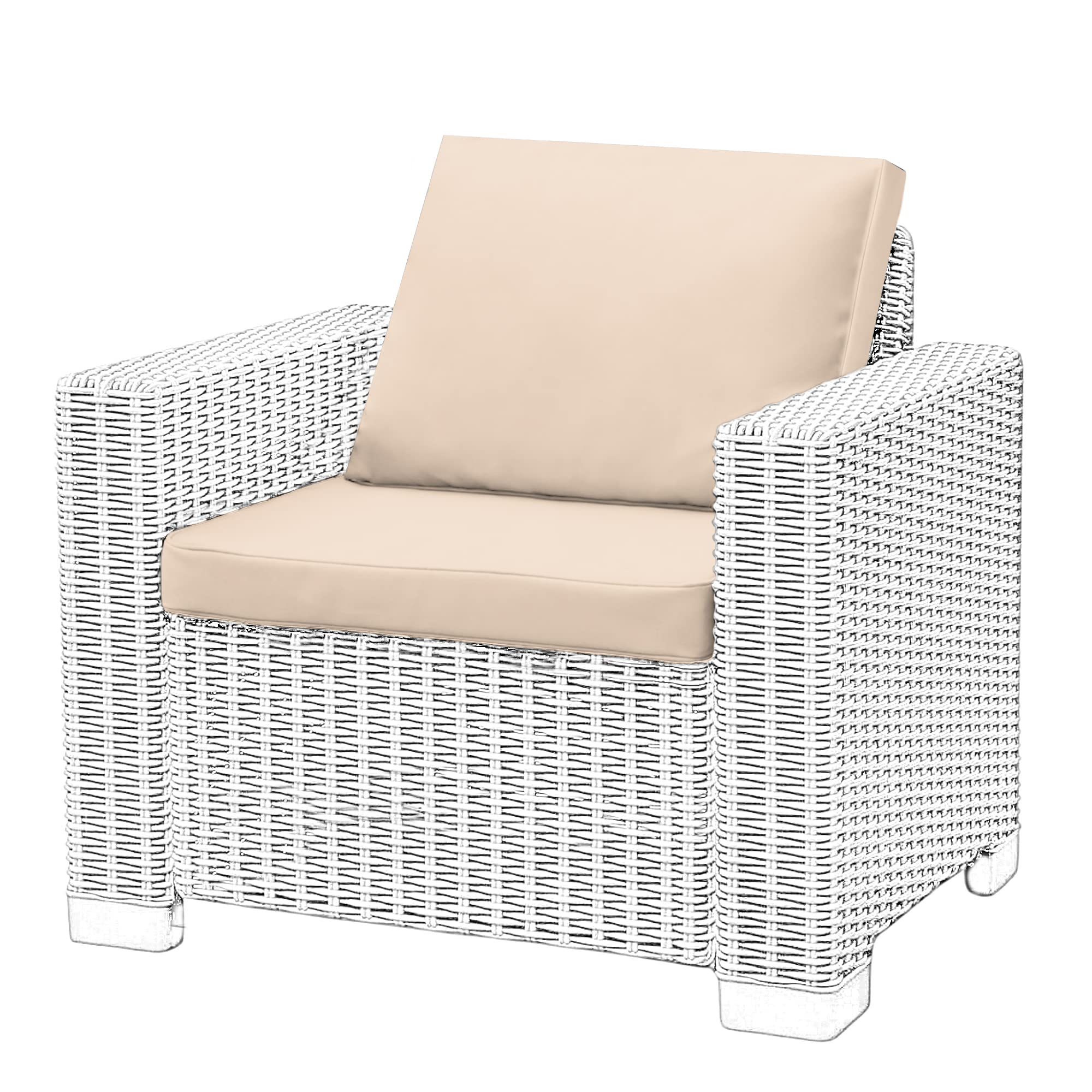 Replacement Seat Cushion Pads for Keter Allibert California Rattan Outdoor Furniture - 1,2 or 3 Seater Water Resistant Rattan Patio Set Sofa Cushions Pads (Armchair - 2 Pieces, Sand) — image 1