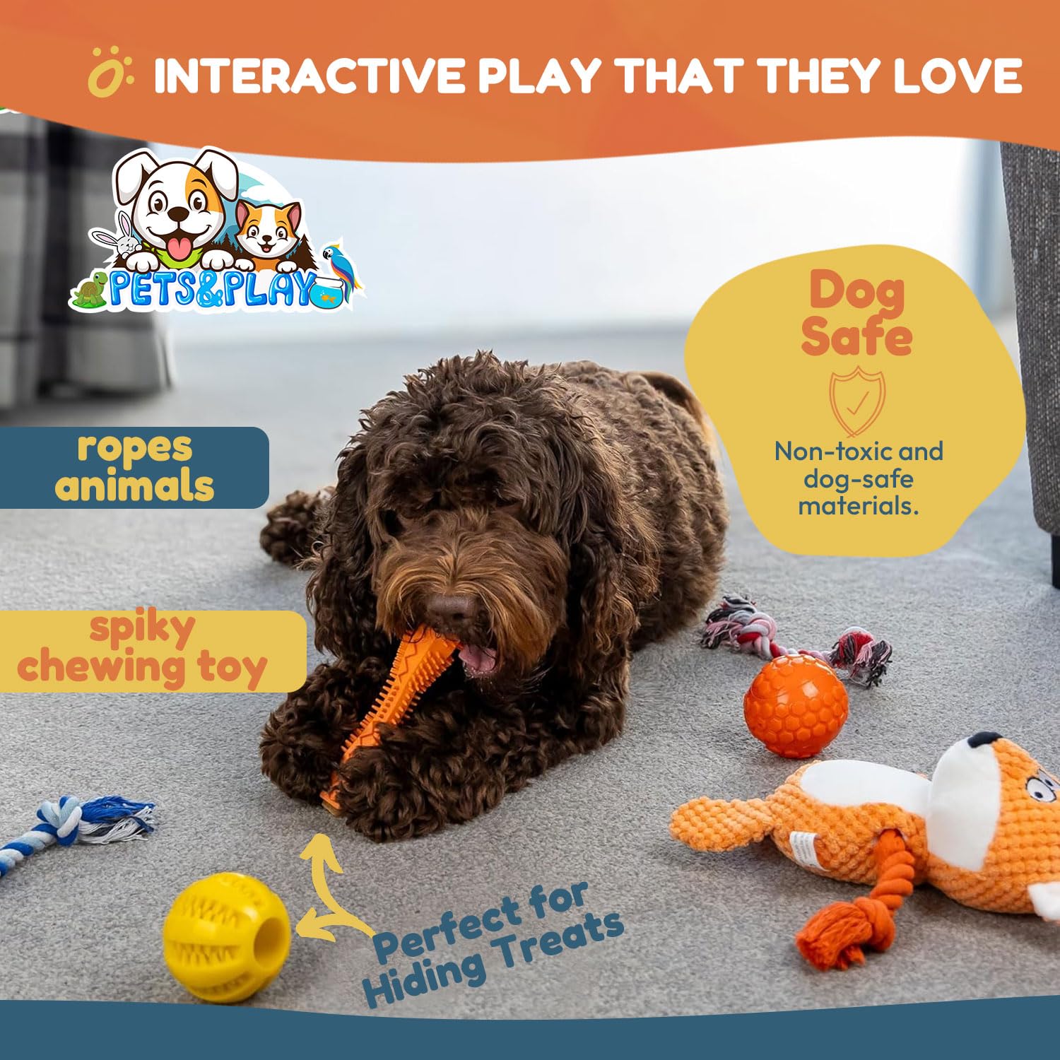 Pets & Play Welpen-Starter-Set, alles in einem, hochwertige Gesundheits-, Spiel-, Fellpflege- und Reiseartikel für neue Welpenbesitzer, 17 wichtige Haustierpakete, perfektes Startergeschenk für neue