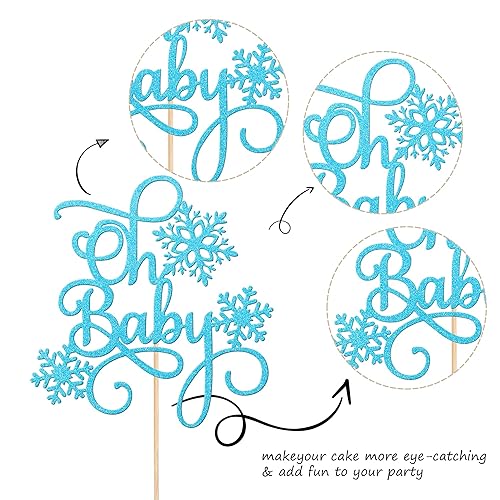 Miniatura 10 de 1 pieza de decoración de pastel de copo de nieve con purpurina temática de congelado de invierno para primer cumpleaños, copo de nieve, una