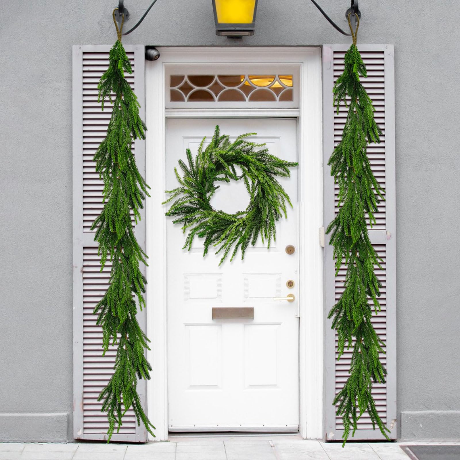 Tannengirlande Künstlich Wie Echt 2.7m/9ft, 2 Stück Weihnachtsgirlande Grün Kunststanne Kunststoff Spritzguss-Verfahren PE Girlande Weihnachten Türgirlande Weihnachtsdeko für Treppen Outdoor Indoor
