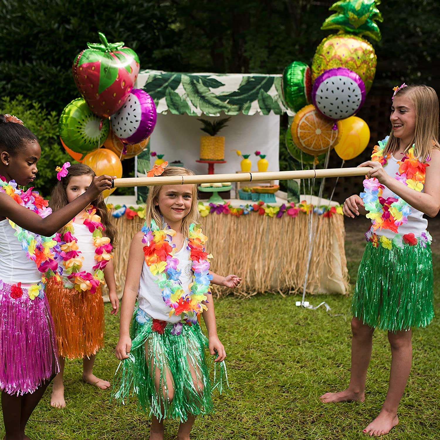 Toyssa Set 12 Gonna di Hula Erba Hawaiana con Ghirlanda Fiori per Donna, per Festa Luau in Spiaggia