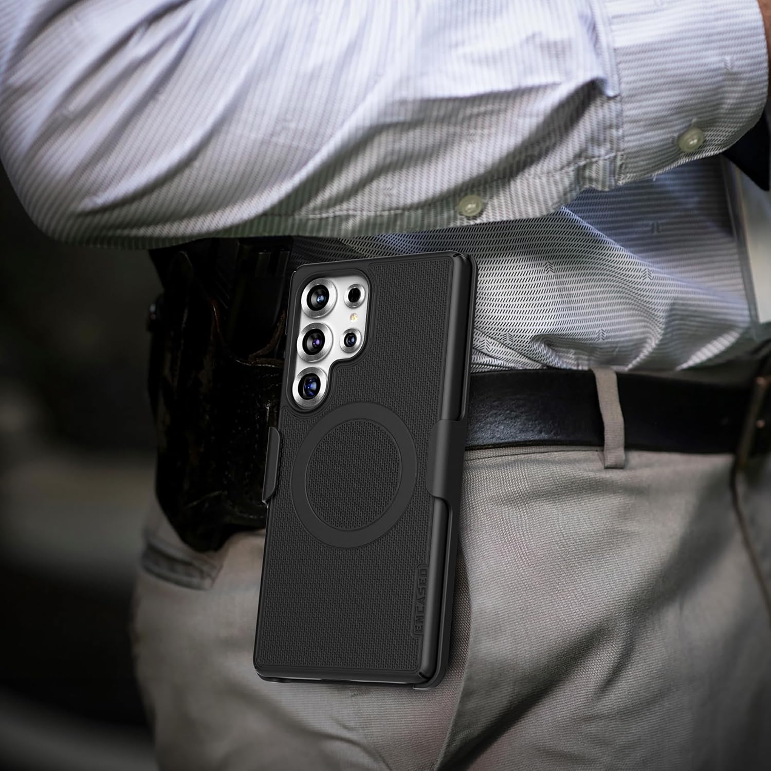 Encased Belt Clip Case for Samsung Galaxy S25 Ultra, (Slimline Series) Magnetic Holster Case, Compatible with MagSafe, Black (S25 Ultra) - Image 2