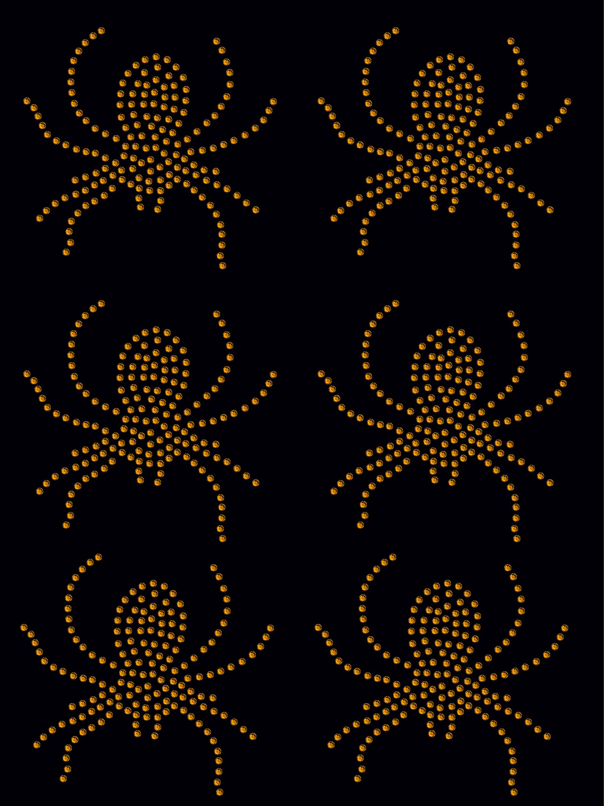 6X Small Spider Iron on Rhinestone Transfer Crystal hotfix t-Shirt Transfer (Gold)