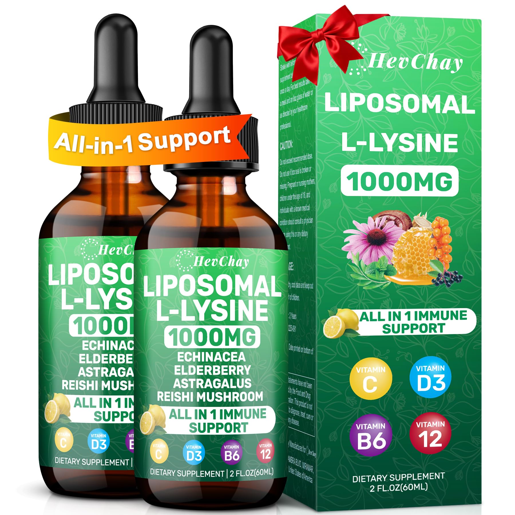 Liposomal L-Lysine Liquid Drops 1000mg with Vitamin C & Zinc, 2 Fl Oz — Amazon image 10