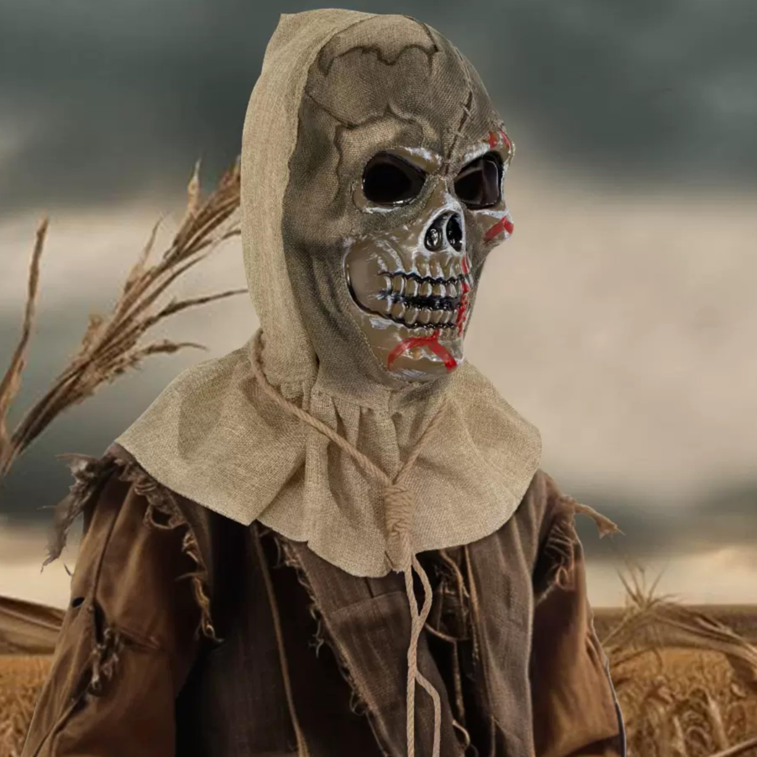 eBoutik, Novelty Halloween Scarecrow Mask Pullover, Blood Sprinkling Skull Masquerad Props Costume - Image 4
