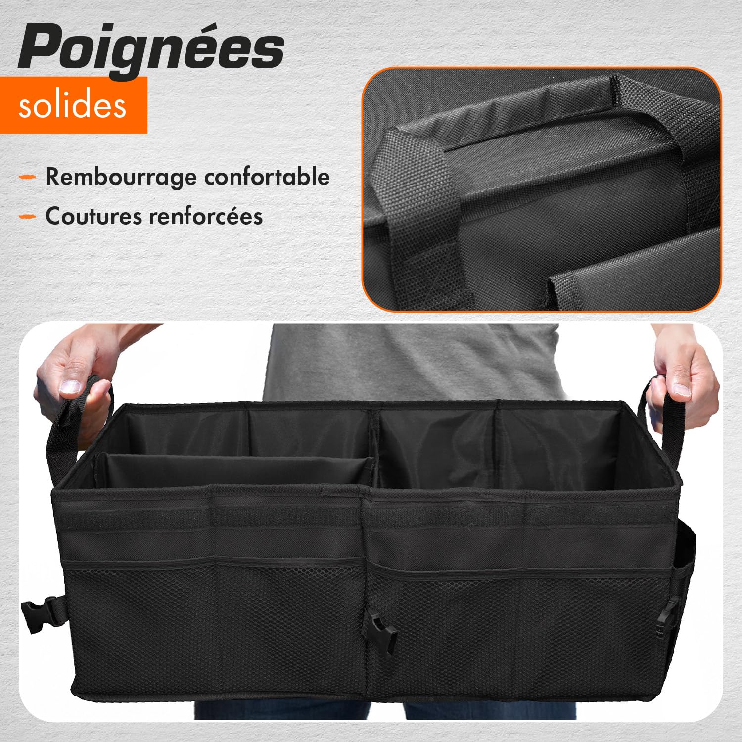 upgrade4cars Organisateur de Coffre de Voiture Pliable | Sac de Coffre pour Auto Universelle | Boîte de Rangement de courses Durable Scratch | Accessoire Flexible Gadget Utile