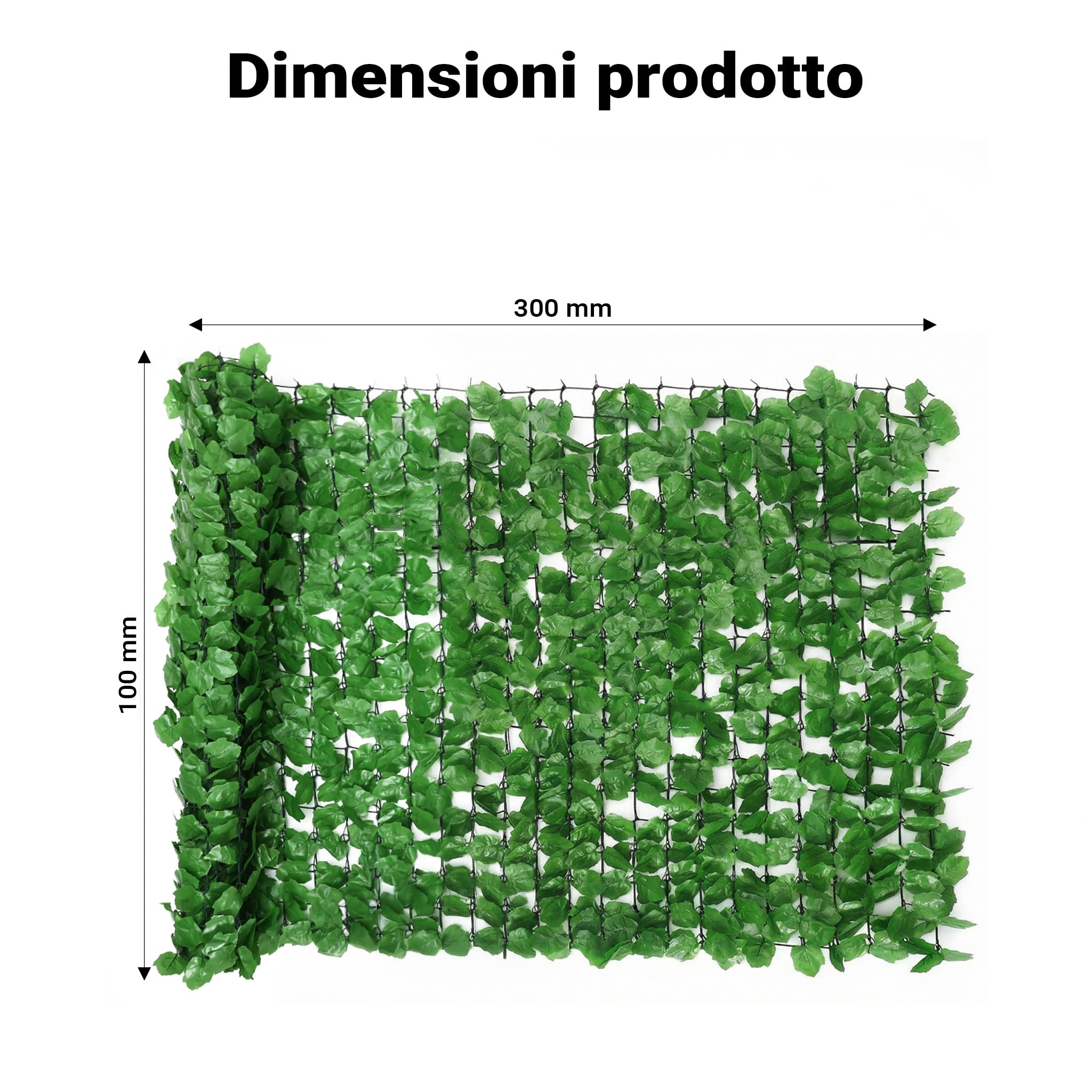 Wiltec Rete per balconi con Foglie finte 300 x 100 cm Simil edera Siepe Artificiale